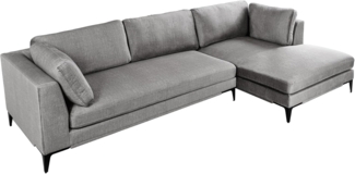 riess-ambiente Ecksofa SIGNUM 315cm grau · XXL-Eckcouch mit Samt-Bezug & Nosagfederung, Einzelartikel 1 Teile, Ottomane rechts · Big-Sofa · Metall-Füße · inkl. Kissen · Design