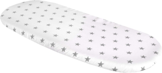 Medi Partners Spannbettlaken Spannbettuch Kinderwagen 86x40 cm 100% Baumwolle Matratzenschoner Baby (graue Sterne mit Weiß)