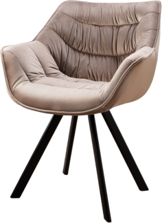 riess-ambiente Polsterstuhl THE DUTCH COMFORT greige / schwarz (Einzelartikel, 1 St), Esszimmer · Samt · Metall · mit Armlehne · Retro