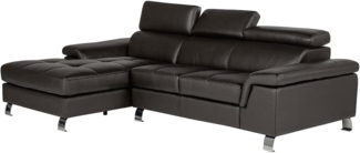 Vente-unique - Ecksofa Leder - Ecke Links - Braun - MISHIMA