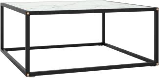 vidaXL Couchtisch Schwarz mit Weißem Glas in Marmor-Optik 80x80x35 cm 322877