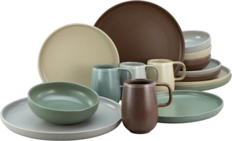 CreaTable Kombiservice Uno Natural Kombiservice 16-tlg (16-tlg), 4 Personen, Steinzeug