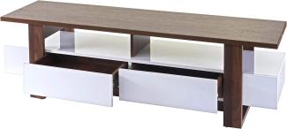 TV-Rack HWC-B51, 3D-Struktur, Walnuss-Optik hochglanz, 46 x 150 x 45 cm