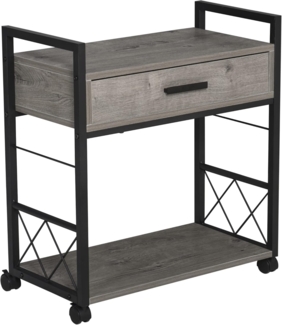 HOMCOM Beistelltisch Kaffeetisch mit Schublade (Servierwagen, 1-St, Küchenwagen), Grau Spanplatte 60 x 30 x 65 cm