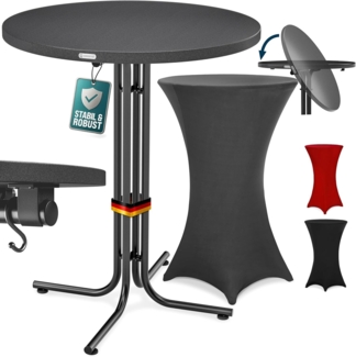 CASARIA® Stehtisch klappbar mit Husse 80cm Rund Bistrotisch grau