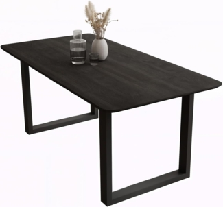 Liadomo Esstisch Gubio, Tischplatte mit Schweizer Kante, aus massivem Holz mit Metallgestell