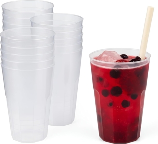 Silverkitchen 30x Cocktail Becher 0,3 L transparent aus PP 6-eckig Made In Germany Hartplastik Trinkbecher bruchsichere Cocktailbecher mehrweg (Single)