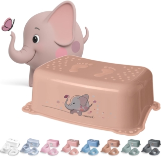DOCARI Kinder Tritthocker Mädchen Pfirsich ab 18 Monate - Kinderhocker stabil rutschfest kindersicher - Kindertritt für Waschbecken Toilette Bad Küche - Badezimmer Hocker Kind Badhocker