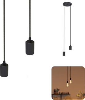 SSC-LUXon LED-Hängeleuchte PARU Pendelleuchte 2-flammig schwarz Textilkabel E27 Fassung