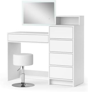 Vicco Schminktisch Naara Weiß 110,5 cm mit Hocker & LED-Spiegel