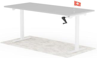 manuell höhenverstellbarer Schreibtisch EASY 180 x 80 cm - Gestell Weiss, Platte Grau