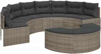 2-tlg. Garten-Sofagarnitur Halbrund Grau Poly Rattan 3262071