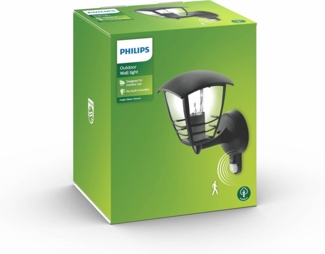 Philips Aussenleuchten mit Bewegungsmelder Creek, Schwarz, Aluminium, Kunststoff, Bewegungsmelder, 153883016