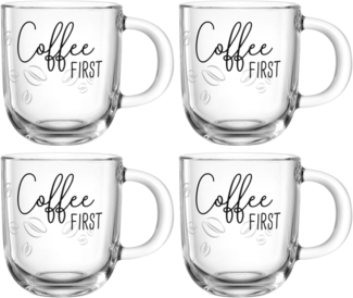 LEONARDO Tasse Becher "Coffee FIRST", 4er-Set, UFFICIO, Glas, spülmaschinengeeignet