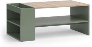 Vicco Couchtisch Grün 100x55 cm mit Regalen, Wido