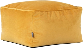 Icon Amara Hocker, Gelb, Flauschiger Samt Stoff, Samt Sitzsack, Sitzpuff Hocker mit Füllung, Fußhocker für das Wohnzimmer, Deko Wohnzimmer