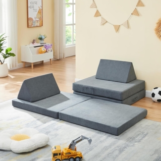 Spielsofa Norhulta 5-tlg. 150x66x46 cm Cord Grau [en. casa]