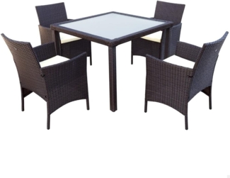 Aktive 61073 – Rattan-Gartentisch- und Stuhlset | Terrassentisch und Stühle beinhaltet 4 Gartenstühle und 1 Gartentisch 100x75 cm | Garten- und Terrassenmöbel