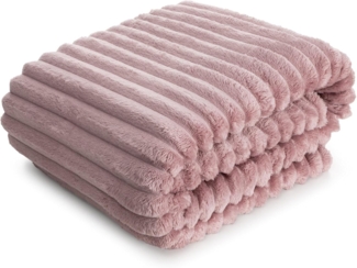 Wohndecke SOFT Design91 Streifen Steppung Gestreifte Decke Gesteppte Sofadecke 150x200 cm rosa