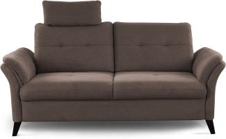 CAVADORE 3er Sofa Grönland / Skandinavische 3-Sitzer-Couch mit Federkern, Sitztiefenverstellung + Kopfstütze / 193 x 90 x 102 / Flachgewebe, Braun