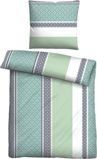 Traumhaft schlafen - Castell - Markenbettwäsche Nicki Bettwäsche 0380839 LÄNGSSTREIFEN, taubenblau, 1x 155x220 cm + 1x 80x80 cm