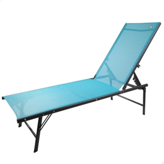 AKTIVE 61107 Sonnenliege für den Außenbereich, hellblau, klappbar, 6 Positionen, Textilene, max. Belastbarkeit: 120 kg, Maße 180 x 49 x 34,5 cm, Hängematten