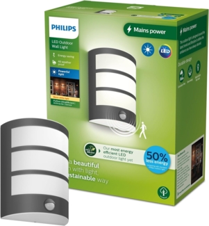 Philips LED Außenwandleuchte Python anthrazit mit Bewegungssensor warmweiß