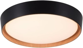 SellTec LED Deckenleuchte LED Deckenleuchte MILIA rund, Dimmbar per Wandschalter mit Stufendimmer 100%, 50% oder 15%, 1xLED-Board/29,00 Watt, warmweiß, Holzoptik, dimmbar per Wandschalter, D=40cm, warmweiß