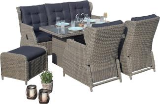 Bilbao Dininglounge, Polyrattan, braun, für 7 Personen