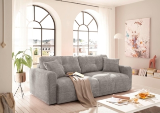 Schlafsofa Bullet von ED Exciting Design – Komfortables Mikrofaser-Sofa mit Nosagfederung Farbe Taupe, Bettkasten und Liftbeschlag