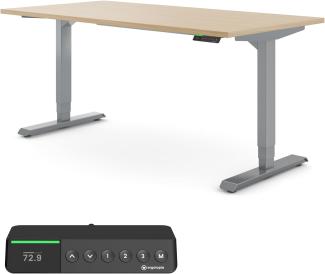 Desktopia Pro X - Elektrisch höhenverstellbarer Schreibtisch / Ergonomischer Tisch mit Memory-Funktion, Ahorn, Gestell Grau, 120x80 cm