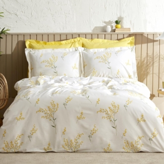 Karaca Bettwäsche Karaca Home Loretta Doppel Bettbezug Set Gelb 100% Baumwolle