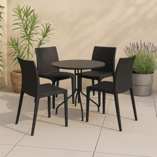 Dmora - Set mit 4 Gartenstühle Palizzolo, Platzsparende Outdoor-Stühle, Stapelbar, Ideal für Garten und Terrasse, Made in Italy, 42x48 h81 cm, Anthrazit