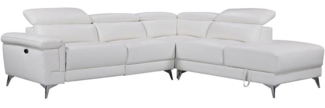 Vente-unique - Relaxsofa Ecksofa Leder elektrisch - Ecke Rechts - Elfenbein - PASCALINE