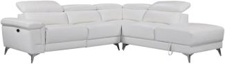 Vente-unique - Relaxsofa Ecksofa Leder elektrisch - Ecke Rechts - Elfenbein - PASCALINE