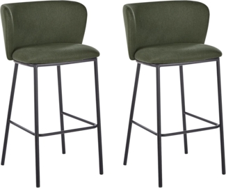 Barhocker 2er Set Stoff Dunkelgrün MINA