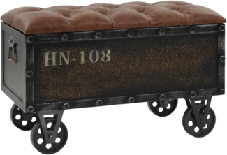 vidaXL Aufbewahrungsbank, Massivholz, Kunstleder, Braun, 50 x 80,5 x 41 cm