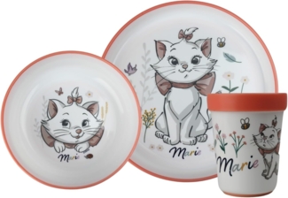 Disney Baby Aristocats Marie, 3-teiliges Set mit Bechern, großer Teller, rutschfest, leicht, praktisch, ab 10 Monaten, Weiß