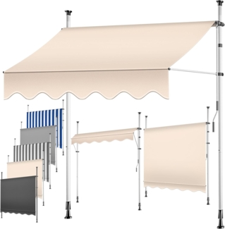 KESSER® Klemmmarkise mit Handkurbel Balkon, Balkonmarkise ohne Bohren, UV-beständig höhenverstellbar wasserabweisend, Sonnenschutz, Terrassenüberdachung, einfache Montage 200cm