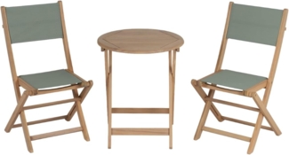 BAÏTA Gartenmöbel-Set Rimini, 2-Sitzer, aus Akazienholz und Textilene, Khakigrün, Gartenmöbel-Set mit 2 Stühlen und 1 Tisch