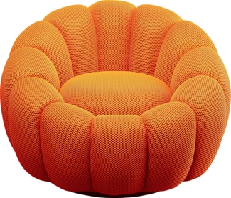 Kare Design Drehsessel Peppo Bloom, Orange, 40 cm Sitzhöhe, Polstersessel, Relaxsessel, 360 Grad Drehbar, Wohnzimmer, 68 x 94 x 94 cm (H/B/T)