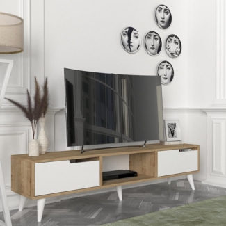 Fernsehschrank Kullila 160x35x40 cm Eicheoptik/Weiß [en. casa]