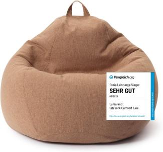 Lumaland Comfort Line XL Sitzsack Indoor - 90 x 110 x 50 cm - Bodenkissen, Bean Bag Chair - 250 L - EPS Perlen Füllung - Braun