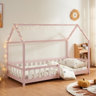 Hausbett Hesel mit Rausfallschutz 90x200cm Rosa [en. casa]