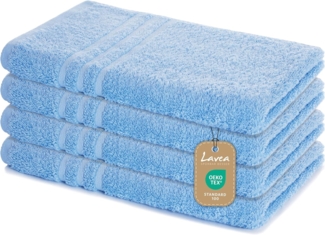 Lavea 4er Set Handtuch 50x100 cm, Frottierserie Elena, Delphinblau