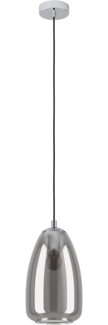 Eglo 98615 Pendelleuchte ALOBRASE chrom, Rauchglas schwarz-transparent E27 Ø20cm H:110cm dimmbar