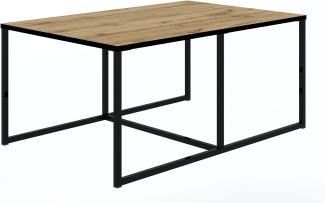 Oggi, Industrieller Quadratischer Couchtisch,Wohnzimmertisch, Sofatisch, Kaffeetisch, Industrie-Design 102 cm x 46 cm x 67 cm WOTAN-Eiche