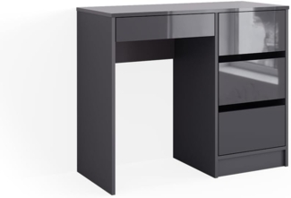Vicco Schreibtisch Anthrazit Hochglanz 90x40 cm mit Schubladen, Sherry