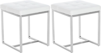 CLP 2er Set Sitzhocker Barci mit Polsterung und Edelstahlgestell,weiß