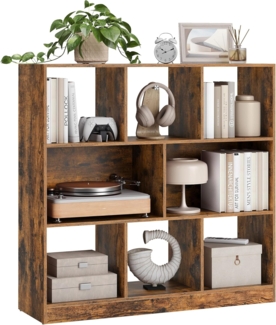 Vasagle Bücherregal, Regal, Würfelregal, Standregal, 8 offene Fächer, horizontal, vertikal oder kopfüber verwendbar, 30 x 97,5 x 100 cm, für Wohnzimmer, Arbeitszimmer, Büro, vintagebraun LBC52BX von Songmics
